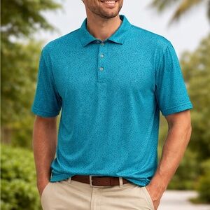 Peter Millar Turquoise Short-Sleeve Polo
